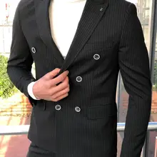 Мужской костюм на заказ,, свадебные смокинги, формальные, в полоску, лучшие мужские костюмы, одежда для жениха, смокинги, 2 предмета, костюмы(пиджак+ брюки