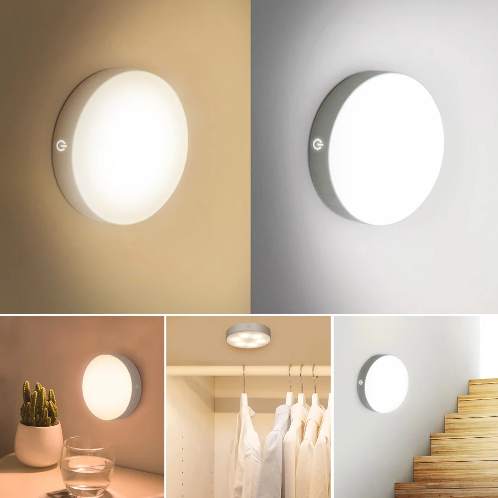 6 LEDs PIR Motion Sensor Night Light Auto On/Off for Bedroom Stairs Cabinet Wardrobe Wireless USB Rechargeable Wall Lamp | Лампы и