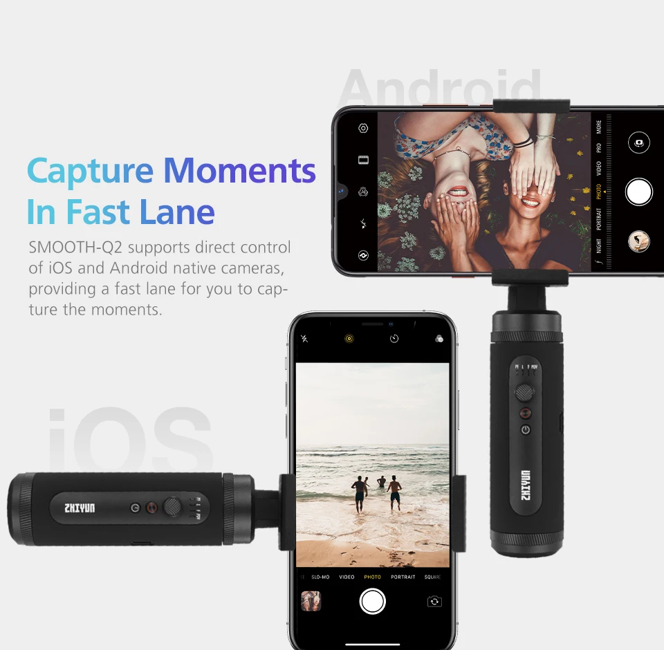  Zhiyun Smooth Q2 Pocket-size 3-Axis Handheld Smartphone Gimbal iPhone/Samsung volg Stabilizer carry