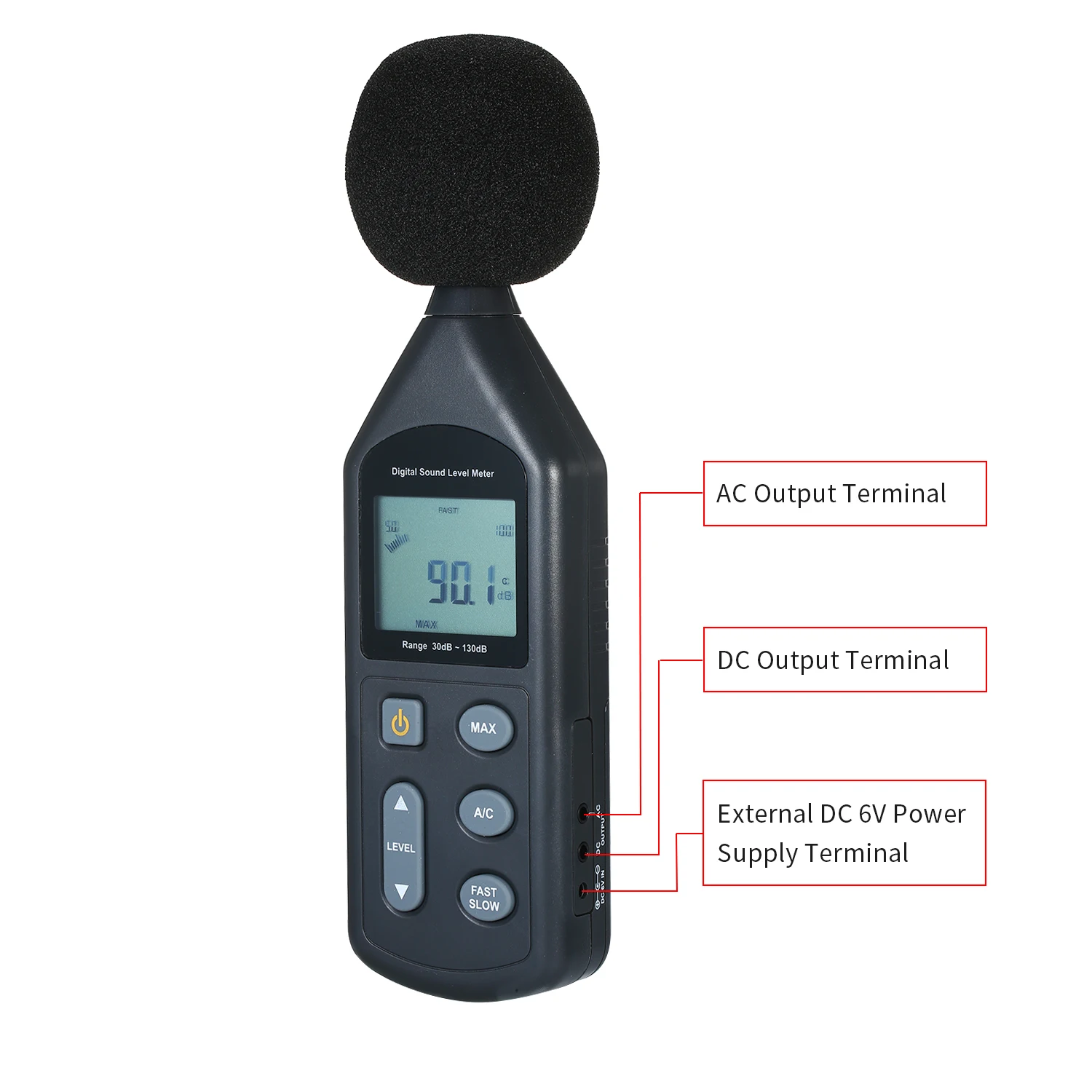 Цифровой измеритель уровня звука ЖК-дисплей Дисплей Шум метр 30dB~ 130dB Шум измерительный прибор дБ метр тестер для измерения уровня