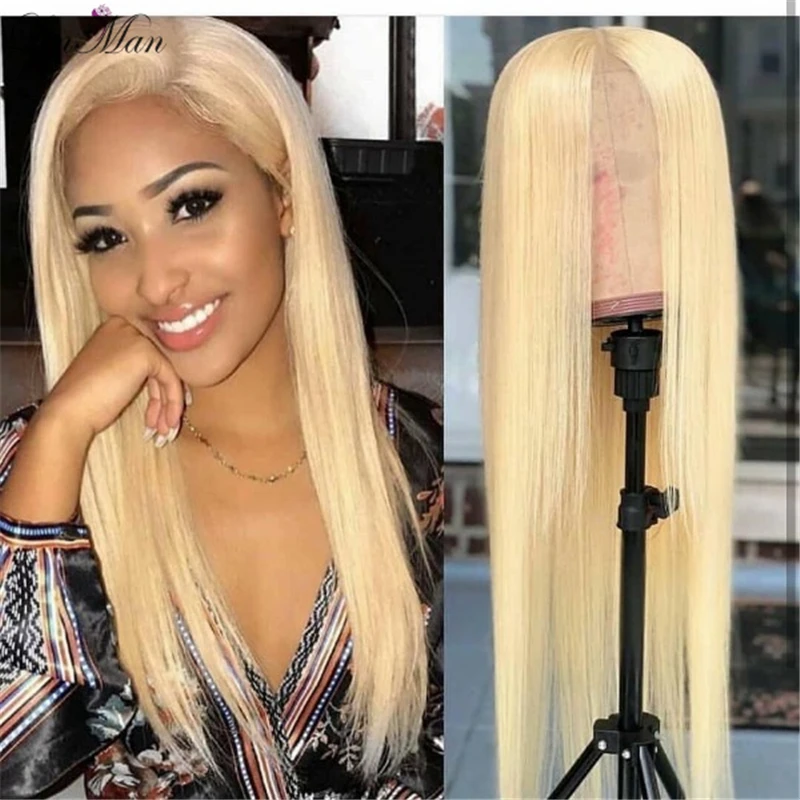 LIN MAN блонд 613 бразильские волосы remy глубокая средняя часть Прямой полный парик шнурка человеческие волосы парики с детскими волосами