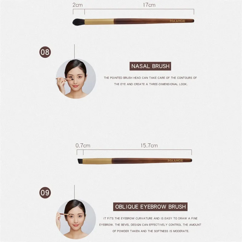 10Pcs Pincel Maquiagem Set Foundation Brush Loose Powder Brush Eyeshadow Brush Lip Cosmetic Beauty Makeup Brush