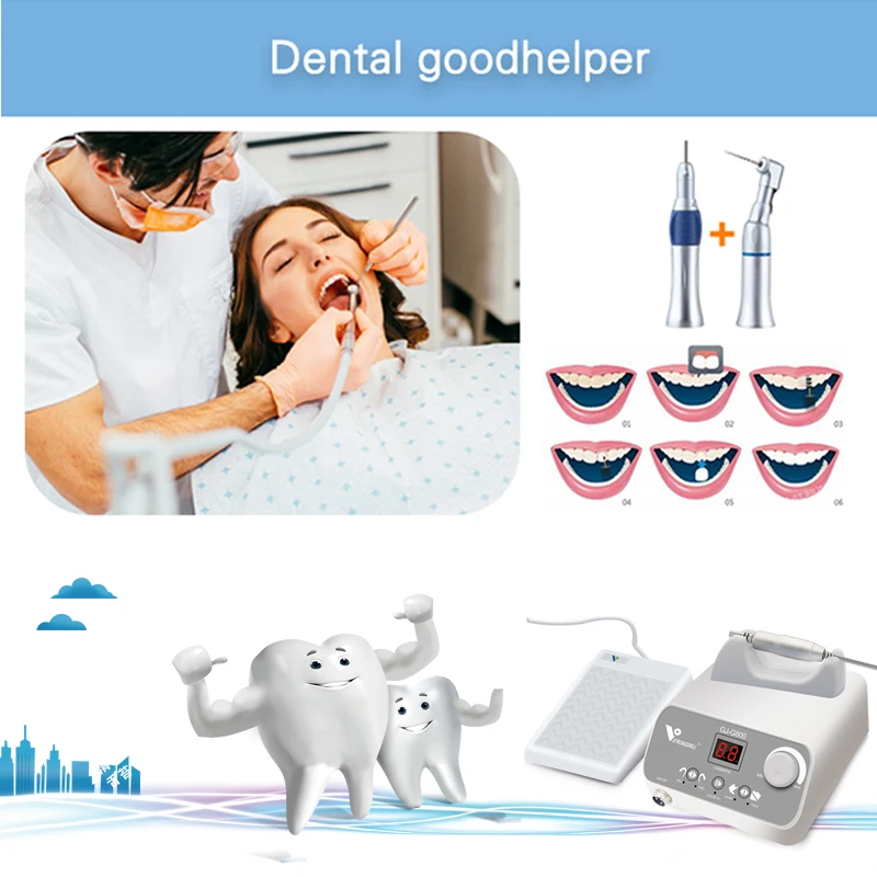 Free Shipping Dental Clinic Micro Motor 50000rpm High Speed Grinding Polishing Tools Machine Kit G800 W101E With Speed Pedal 6