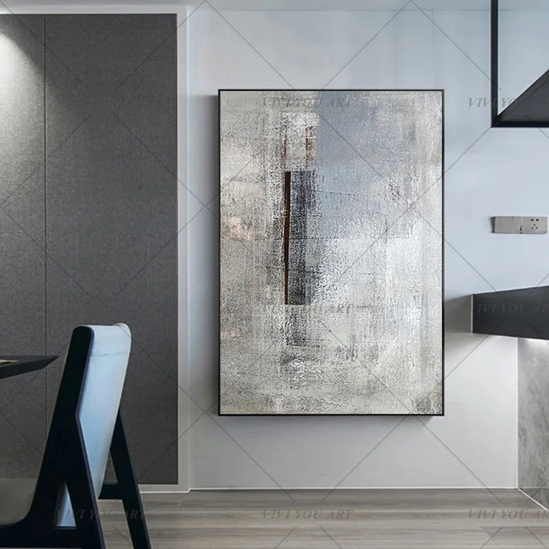 High Quality Hand-painted Abstract Painting Large Original Oil Painting Modern Art Taupe White Black Contemporary Design Canvas
