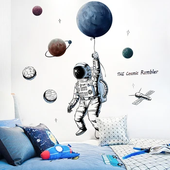

Creative astronaut planets self-adhesive wall stickers kids room decoration porch wall decor home decor boys bedroom layout