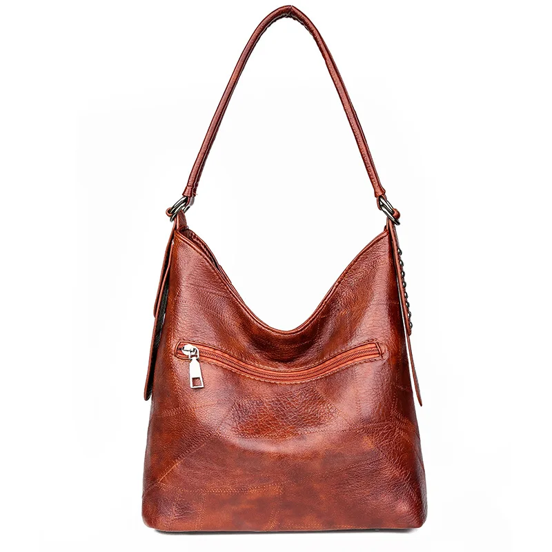 

2019 Winter New Style Europe And America Tote Bag Women's Fashion Soft Leather PU Versatile Shoulder Bag Washed Leather Hand Sho