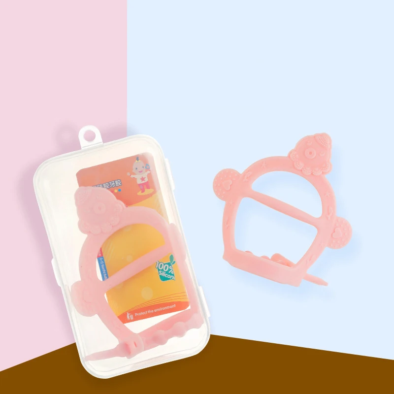 Kid Teething Bracelet Safe Silicone Teether Wrist Ring Teeth Care Baby Chewy Toy NSV775
