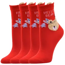 Повседневные деловые женские носки, 3D рождественские носки с Санта-Клаусом и оленем, средние спортивные носки для рождественских подарков, calcetines mujer FN65