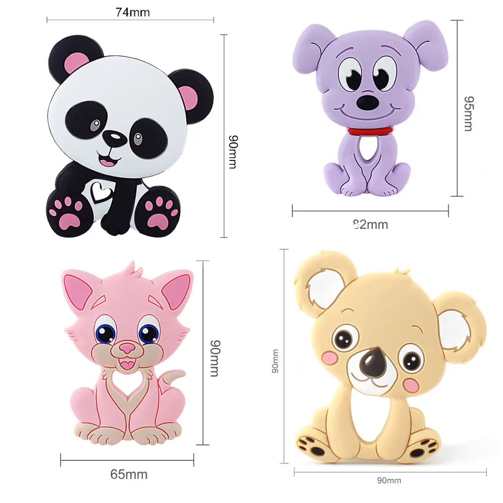 Silicone Teething Toys 1pc Silicone Baby Teether Cartoon Animals Unicorn Rodent Necklace Food Grade