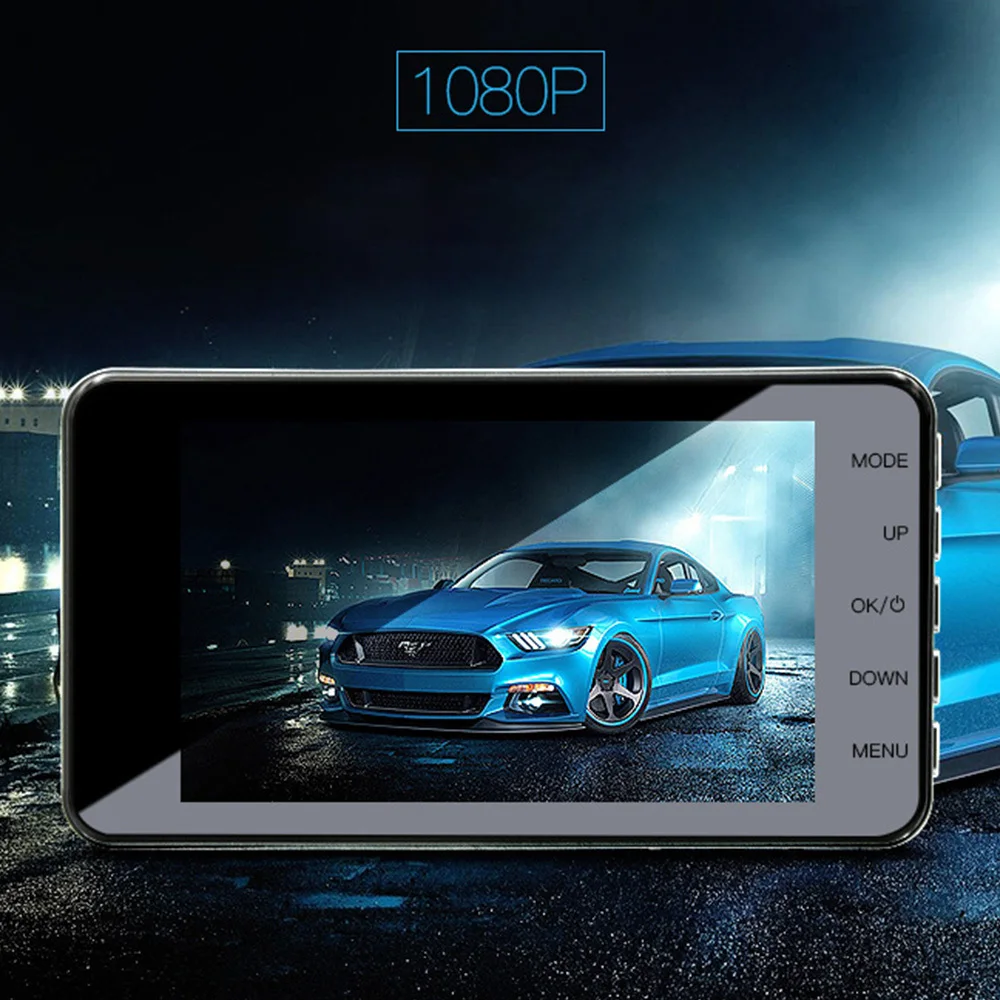 Автомобильный цифровой видеорегистратор HD 1080P двойной объектив 4 дюйма ips экран WDR Автомобильная камера видеорегистратор ночного видения