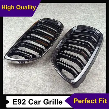 

New ABS Car Mesh Kidney Grille Grill For B-MW 3 Series E92 E93 2006-2009 Gloss Black Dual Line Front Grille