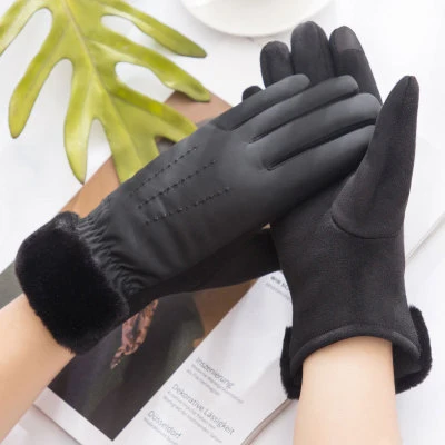 Cotton Gloves Lady Bicycle Outdoor Touch Screen Five-fingered Warm Winter Multicolored Gloves Motorcycle Professional Gloves - Цвет: Армейский зеленый