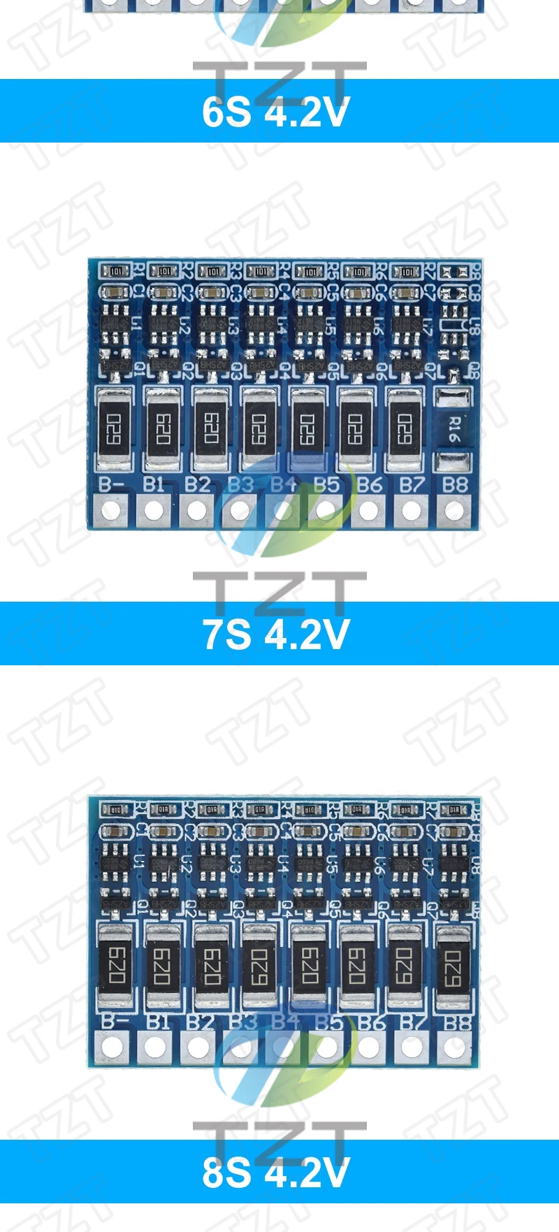 TZT 3S 4S 5S 6S 7S 8S 21V 4,2V Li-Ion-Balanceplatine 18650 Li-Ion-Ausgleichs- und Vollladungs-Batterie mit Ausgleichsfunktion und Schutzschaltung – Detail 18