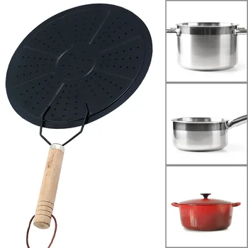 

Heat Diffuser Plate Disc Kitchen Cookware Milk Coffee Heat Diffuser Ring Simmer Ring with Wooden Handle