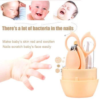 

4pcs Safe Lovely Multifunctional Home Baby Manicure Set Nail Clippers Universal Scissors Tweezers Ergonomic Handle Newborn Kids