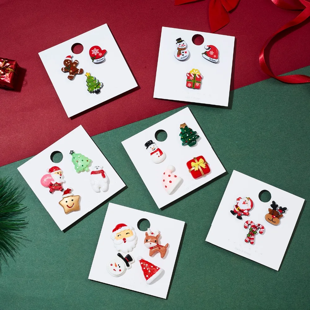 Модная Рождественская брошь, набор с бумажной картой, Санта Клаус, костыли, лось, акрил, снеговик, шляпа, Рождественская брошь, значки, булавки для женщин