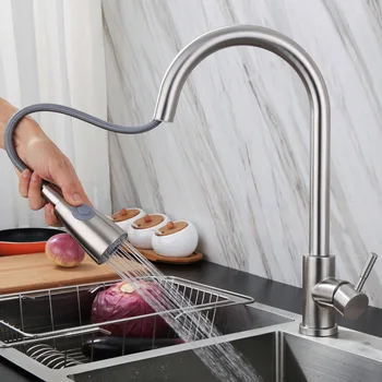 

304 stainless steel kitchen pull-out faucet