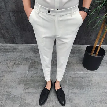 

8Colors Summer Suit Pants Men Fashion 2020 Streetwear Slim Fit Solid Dress Pants Men All Match Formal Wear Office Trousers Men