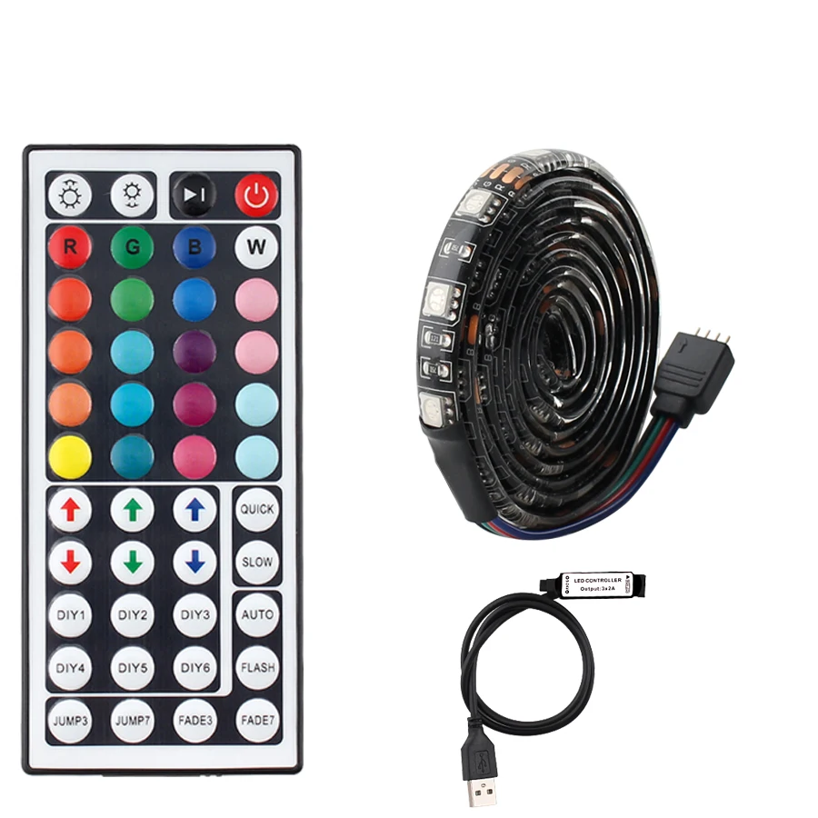 

RGB LED Strip Light Set with Remote Controller TV Backlight Tape 5050 Waterproof 5V 1 M 2M 3M 4M 5M BPCB Room Lights