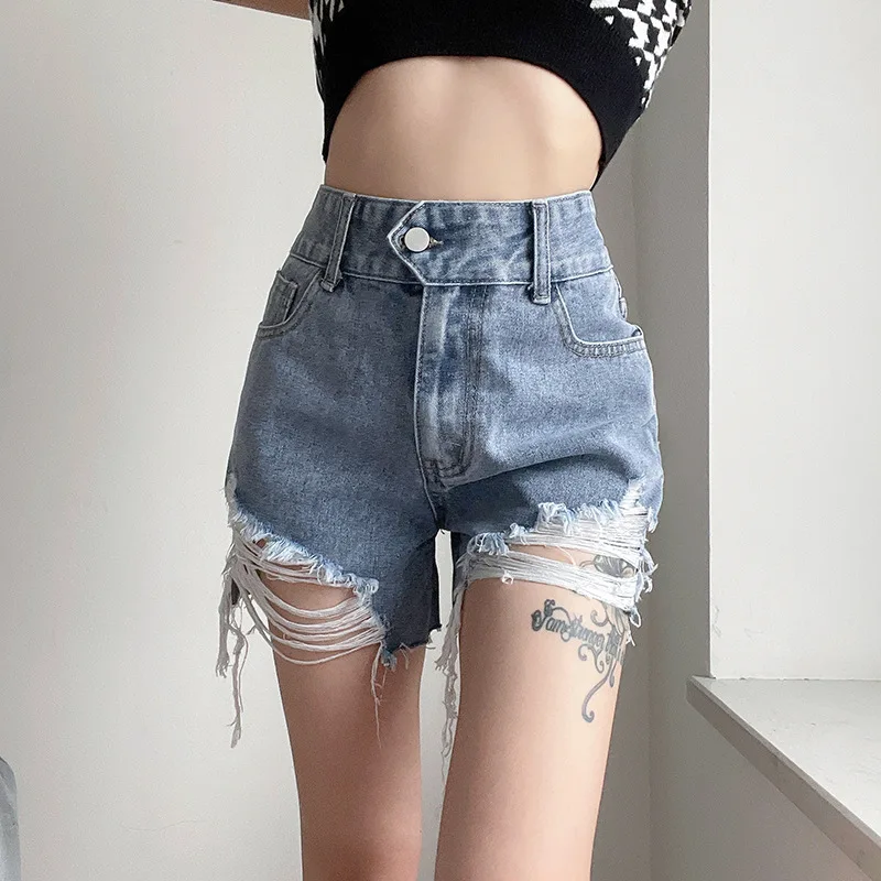 

2021 summer woman high waist ripped jeans fashion sexy female denim shorts shorts women jeans feminino