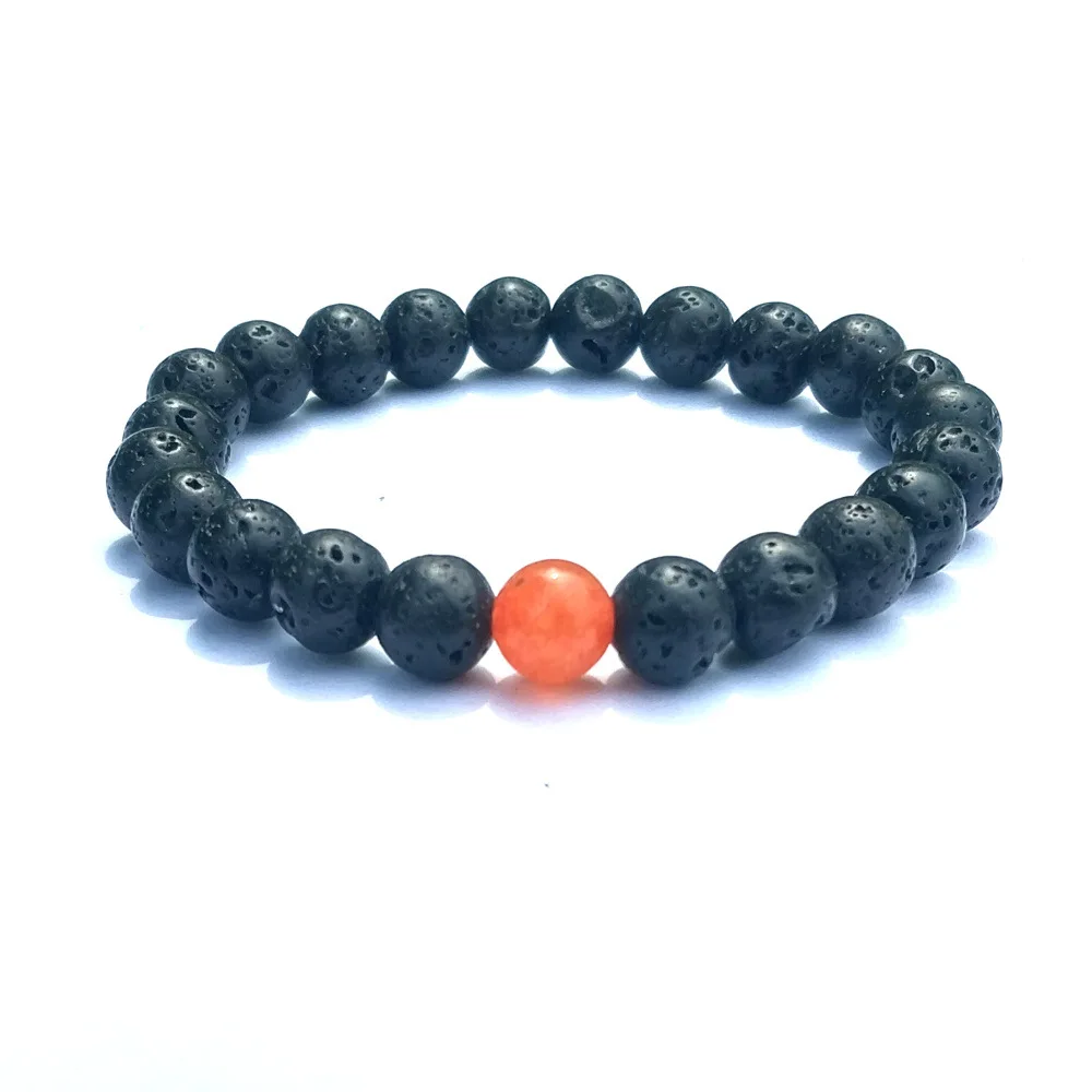 8 цветов мм натуральный камень Черная Лава бусины браслет рок DIY Эфирное масло