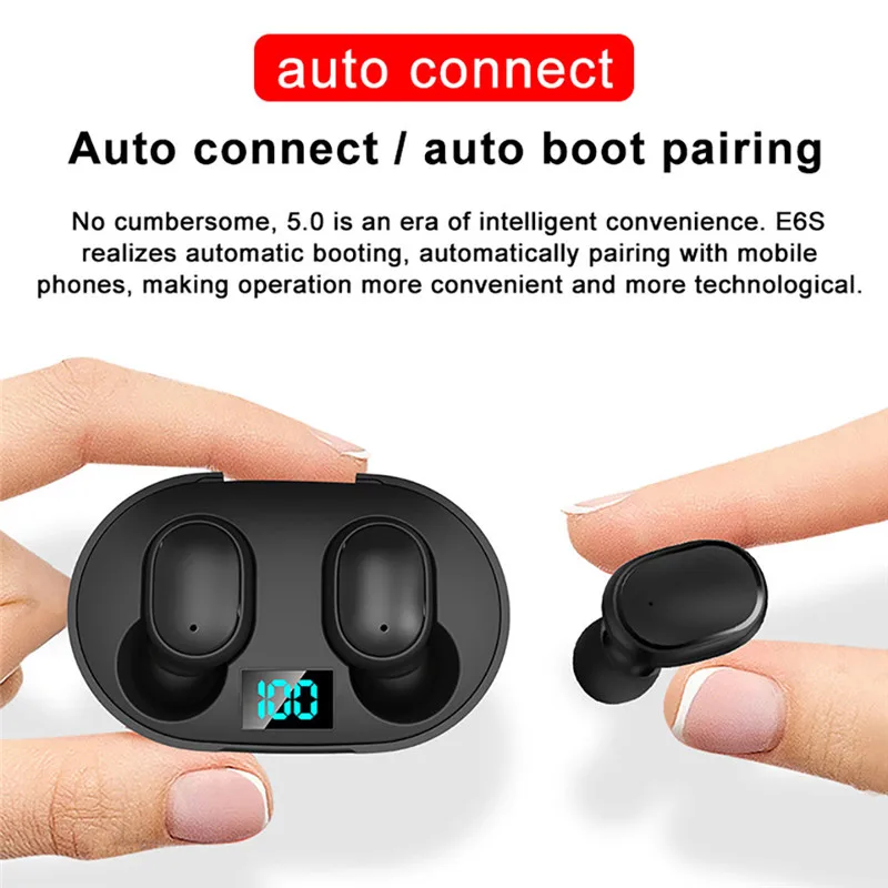 E6S Беспроводной Bluetooth наушники TWS Bluetooth 5,0 стерео Бас Наушники-вкладыши гарнитура наушники-вкладыши Fone De Ouvido 40OCT22