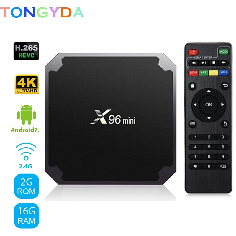 Android ТВ приставка X96 Мини 7 1 Смарт X96mini 2 Гб 16 четырехъядерный процессор Amlogic S905W 4
