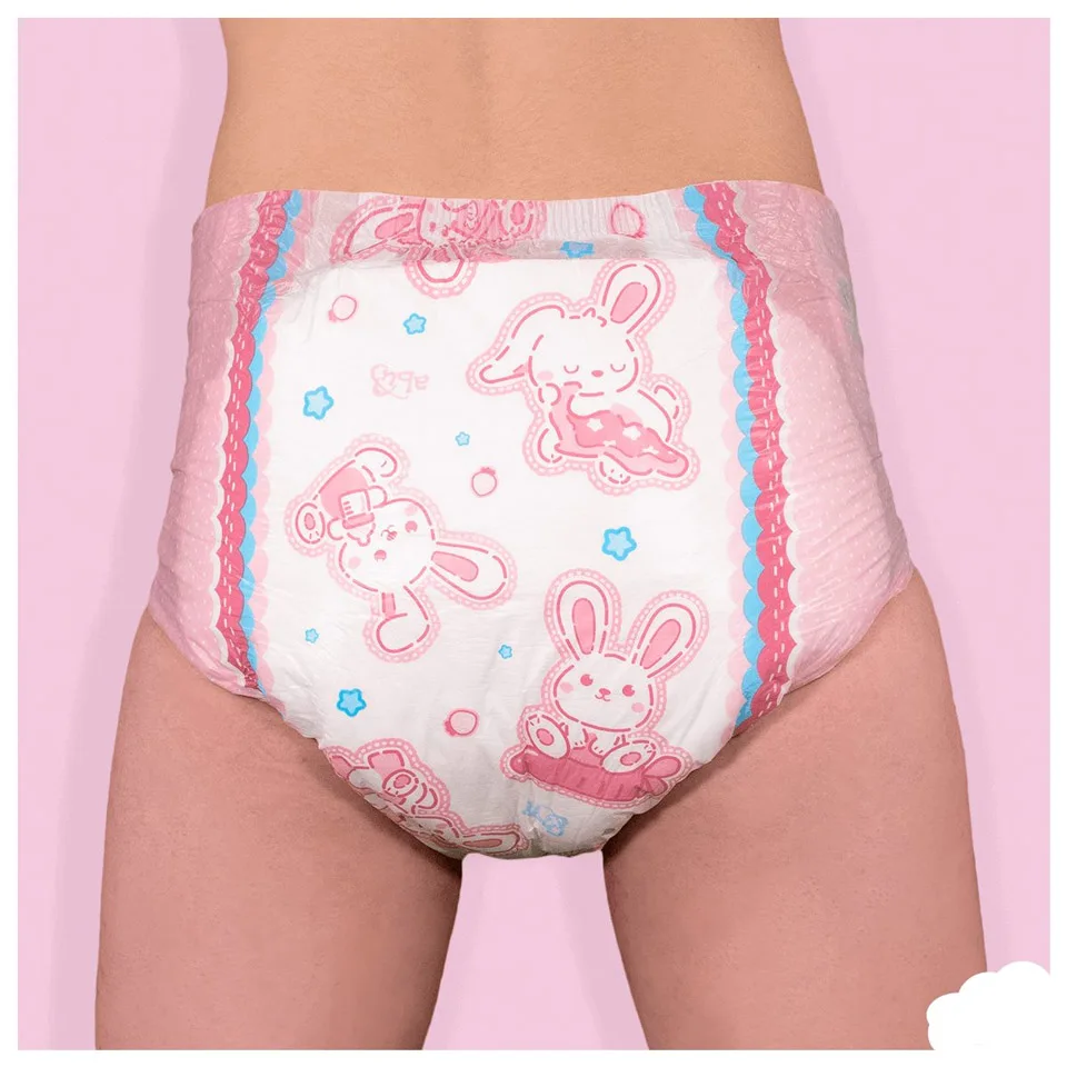 

5 pieces of 5500 ml fashion diapers outside 2 designs cute rabbit printed diapers lover adult ABDL diapers for men and women