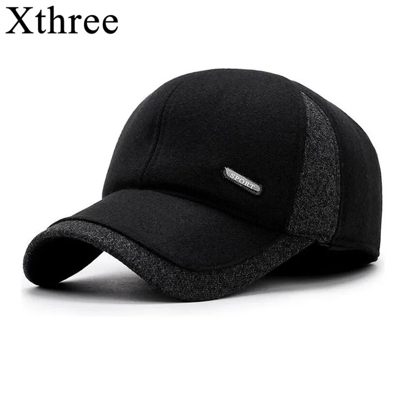 Xthree зимняя мужская хлопковая бейсболка, шапка с ушками, Снежная Кепка, Мужская Бейсболка, Bone Trucker Gorras