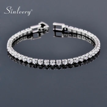 

SINLEERY 16CM Round AAA Cubic Zirconia Tennis Bracelet For Women Rose Gold Silver Color Bridal Wedding Jewelry SL059 SSF