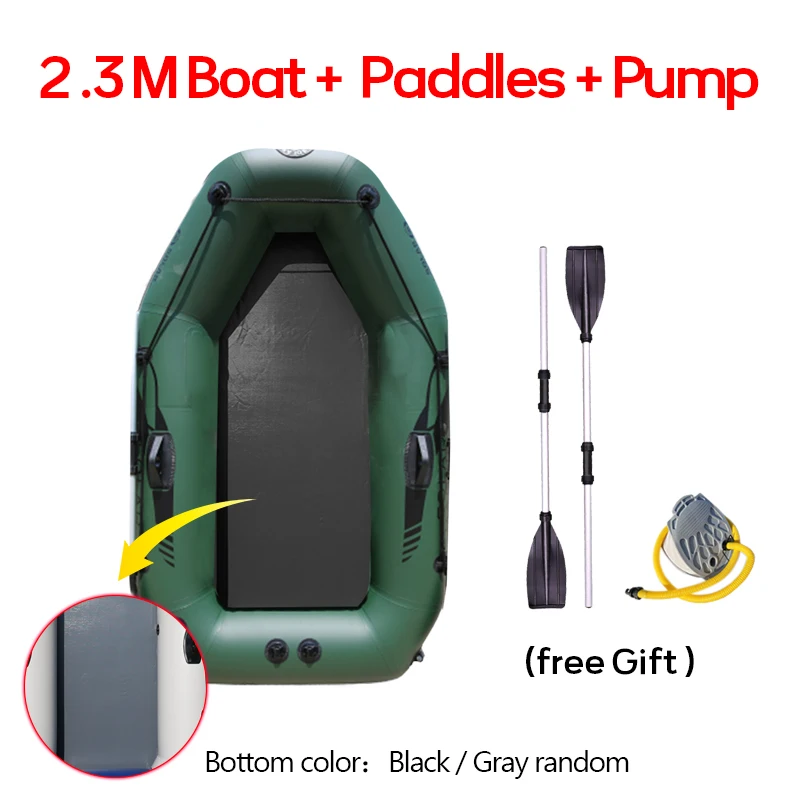 2.3M Green boat 1-5 человек надувная рыбацкая лодка 0,99 мм ПВХ гребной износостойкий воздушный каяк с веслами и воздушным насосом для Спорт на открытом воздухе, рыбалка - Цвет: 2.3M Green boat