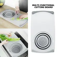 Новинка, многофункциональная 2в1 разделочная доска, складная корзина для слива, для раковины, для резки кухонного инструмента, модные Разделочные Блоки