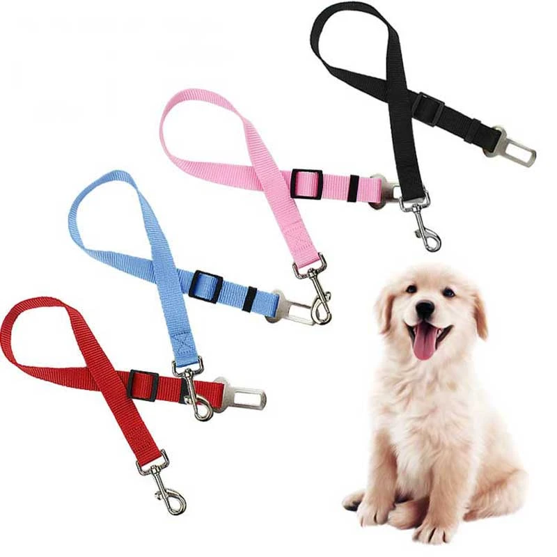 Adjustable leather belt dog cat car seat belt car seat belt magic clip pet supplies seat belt safety lever traction collar best Dog Collars