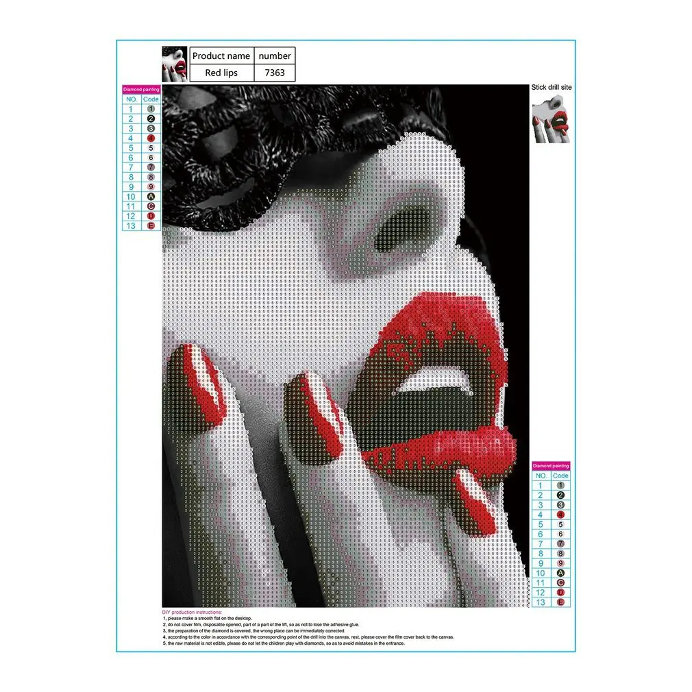 

3D Diamond Painting Red Lip Embroidery Rhinestone Painting Cross Stitch Kit