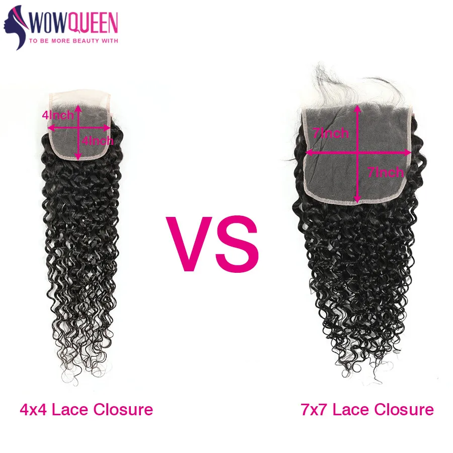 Fechamento de Wowqueen Fechamento de Fechamento de 7x7 e Pacotes de Ondas Água Remy Cabelo Brasileiro Tece Humano d' 9 d' água, fechamento de wowqueen remy cabelo