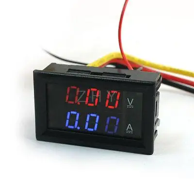 

Red Blue LED 7-Segment 3-Bit Dual-Display Ammeter Voltmeter DC 100V 2A