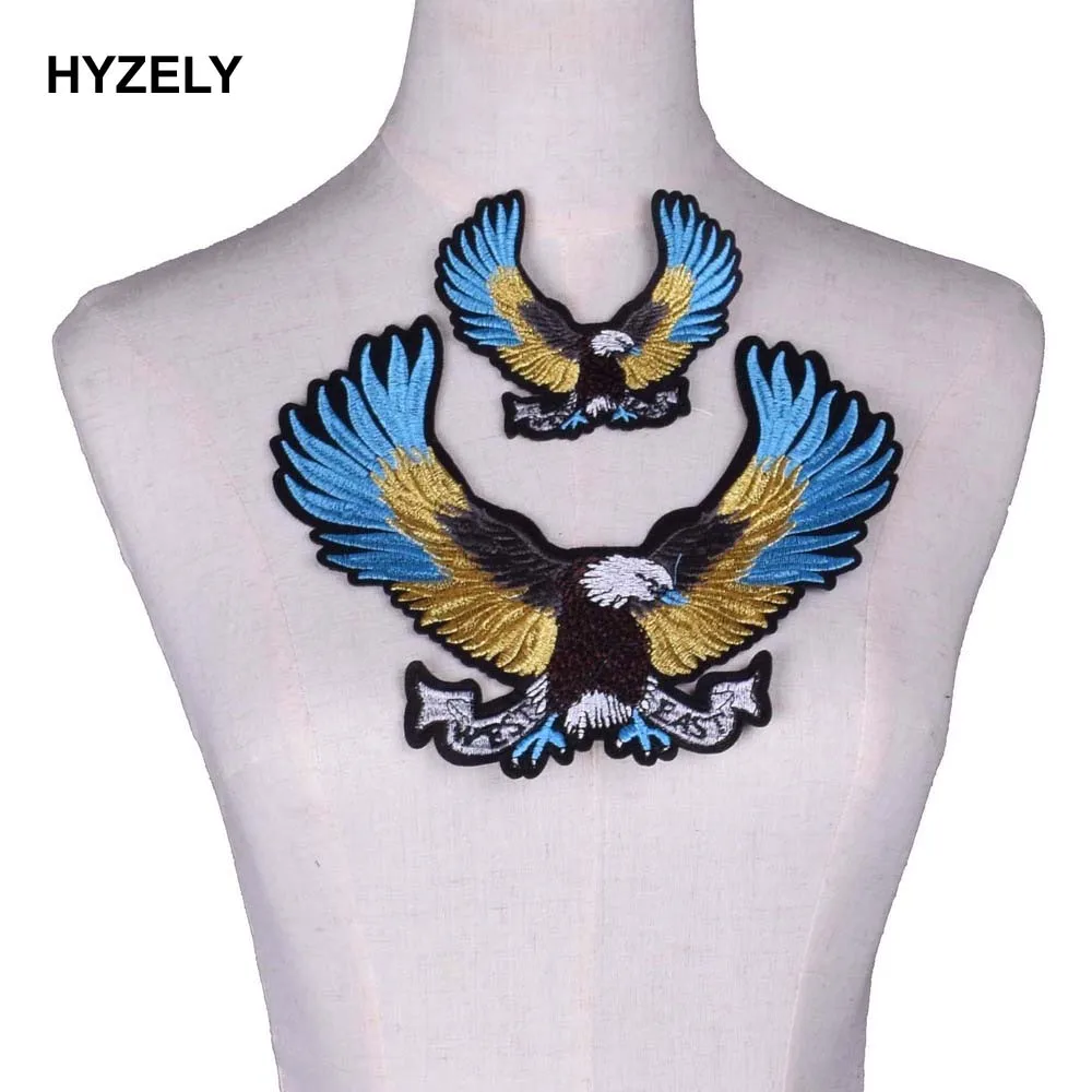 1 Pair Eagle Embroidery Animal Stickers Bird Applique Diy Craft Iron On Transfers for Clothing Repair Patches Garment NL246