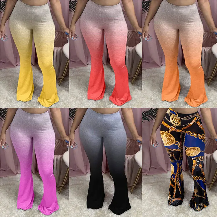 

Casual S-4XL Plus Size Women Elastic Wide Leg Flare Pants Leggings High Waist Trousers Draped Jogger Pants Sweatpants