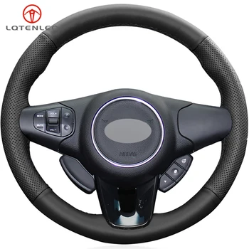 

LQTENLEO Black Genuine Leather DIY Hand-stitched Car Steering Wheel Cover For Kia Carens 2012 2013 2014 2015 2016 2017 2018 2019