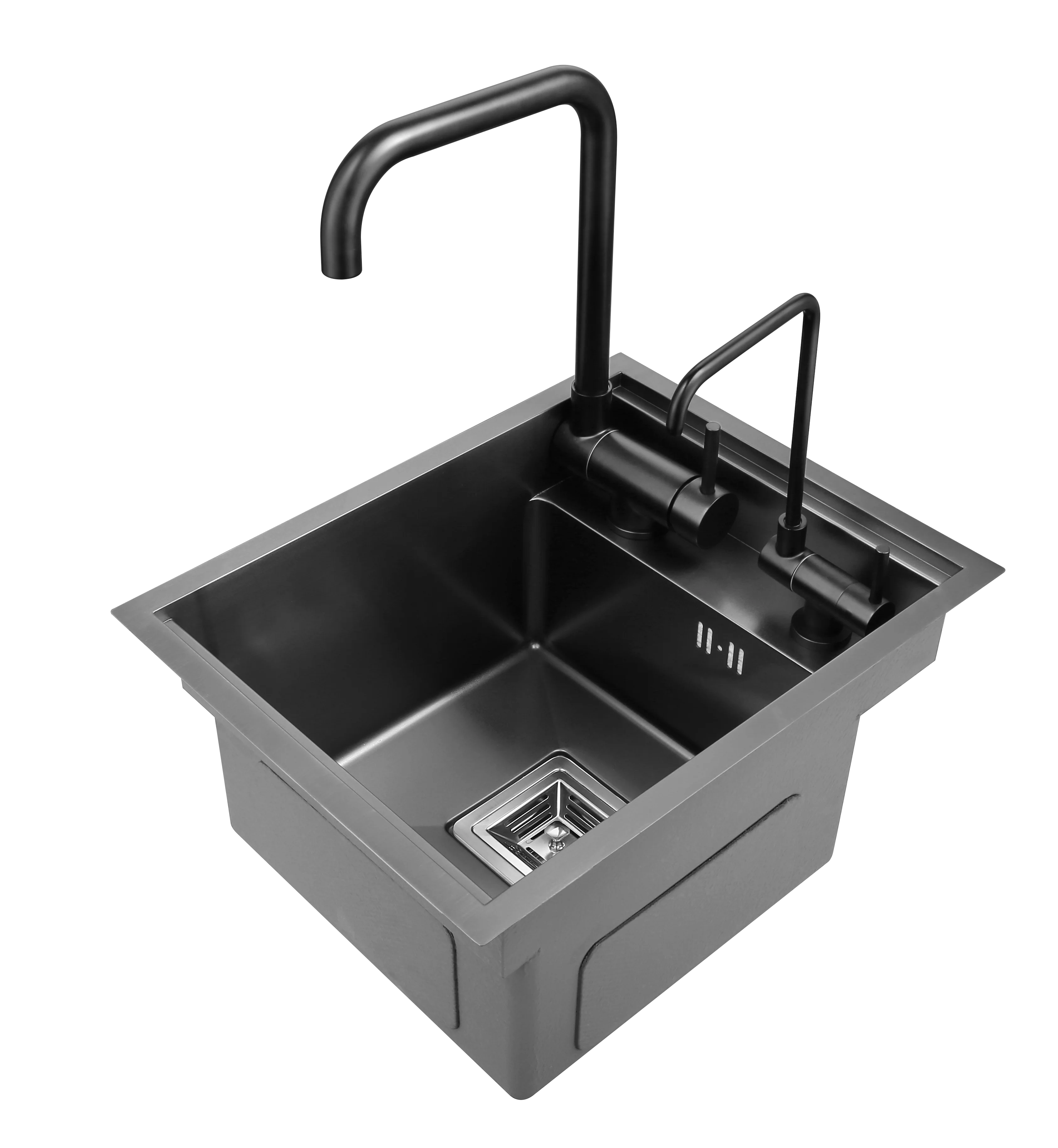 black Hidden Kitchen sink bowl Bar Stainless Steel Balcony sink Concealed black kitchen Bar With clean water tap