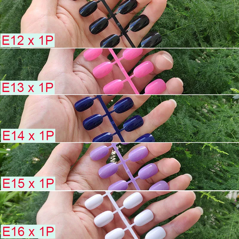 Короткие круглые накладные ногти 18 смешанных цветов полное покрытие яркие