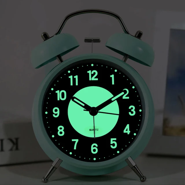 Silent Non-Ticking Analog Quartz 4 Inches Battery Operated Twin Bell Loud Alarm Clock with Backlight for Bedroom 1