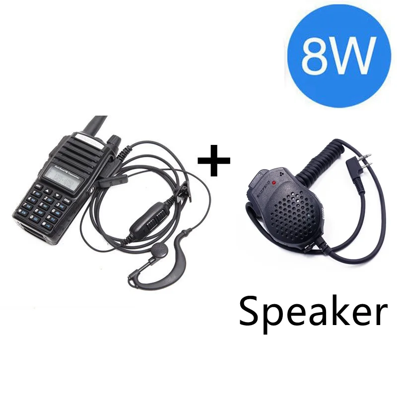black speaker Baofeng UV-82 Plus 8 Вт 10 км Большая дальность мощная портативная рация CB vhf/uhf двухстороннее радио Amador 8 Вт UV82 Plus - Цвет: black speaker