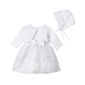 

3pcs Set Flower Girl Dress Lace Baby Princess Pageant Party Bridesmaid Dresses 0-18M