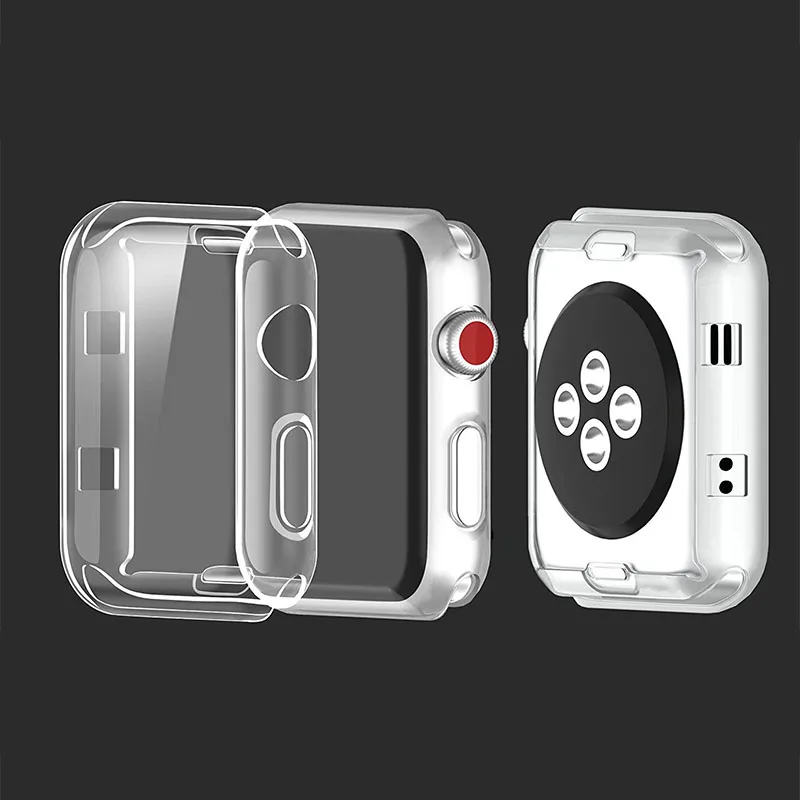 Чехол для Apple Watch 3, встроенный защитная пленка из термополиуретана, универсальный защитный чехол, прозрачная ультратонкая Крышка для Ap