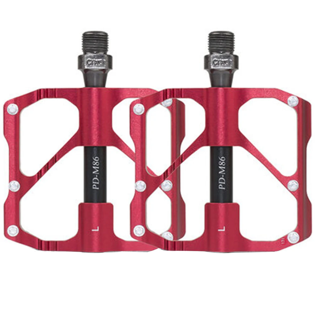 Red PD-M86 1 Pair PD M86 Ultralight Aluminium Alloy Flat Anti Slip Pedals Wide Bearing Durable Bicycle Replacement Universal Accessories - Цвет: Red PD-M86