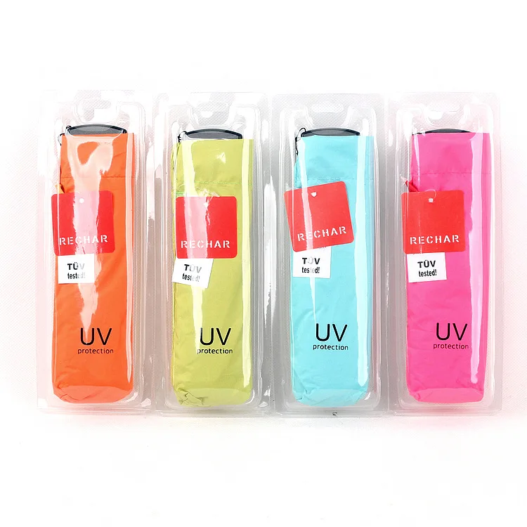 

Currently Available New Style Cooling Colored Plastic Color Plastic UV Flat Pencil Umbrella Gift Box Boutique Parasol All-Weathe