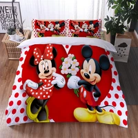 Rot Liebe Welle Punkt Disney Mickey Maus Minnie Maus Bettwäsche Set Cartoon Bettbezug-set Kissenbezug Twin Voll Königin König bettwäsche