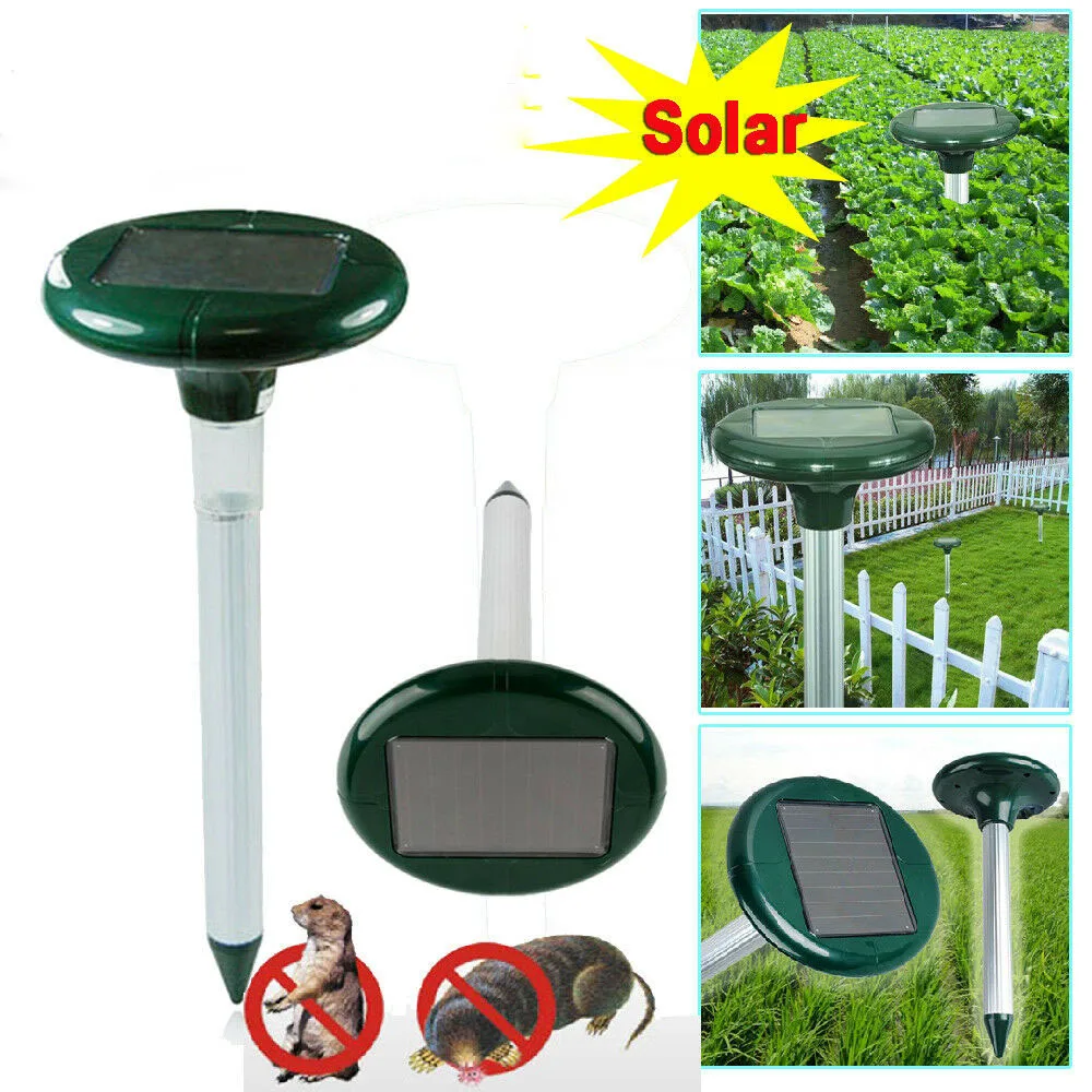 

2 Pack Solar Powered Ultrasonic Sonic Mouse Mole Ultrasonic Outdoor Pest Control Rodent Repeller Spikes Frighten Animals Home