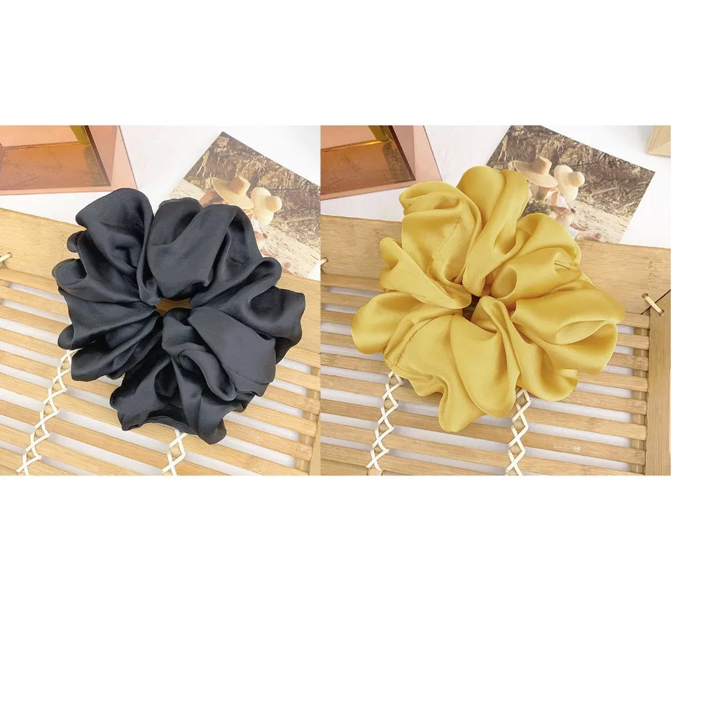 vintage hair clips Oversized Hair Scrunchies For Women Solid Satin Silk Scrunchie Hair Rubber Bands Elastic Hair Ties Accessories Ponytail Holder head wrap for women Hair Accessories